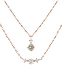 4℃（ヨンドシー）の「【5月誕生石】シルバー エメラルド 2本セット ネックレス（ネックレス）」