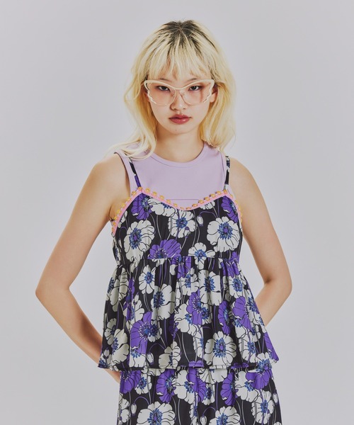 ANNA SUI NYC(アナ スイ エヌ ワイ シー)の「サマーレトロフラワーキャミソール(シャツ/ブラウス・レディース・グリーン/パープル・FREE)」の1枚目の写真