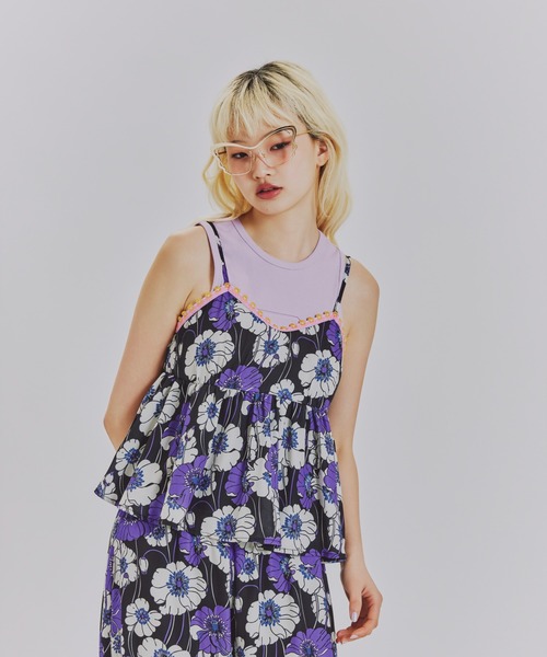 ANNA SUI NYC(アナ スイ エヌ ワイ シー)の「サマーレトロフラワーキャミソール(シャツ/ブラウス・レディース・グリーン/パープル・FREE)」の4枚目の写真
