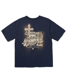 OGARP（オガープ）の「Garment Washed Lettering Graphic Tee Navy（Tシャツ/カットソー）」