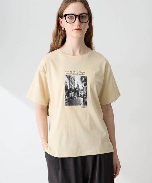 LE SOUK HOLIDAY(ルスークホリデー)の「フォトプリントTシャツ【接触冷感・吸水速乾】(Tシャツ/カットソー・レディース・オフホワイト/ベージュ/ブラック・M/L)」の3枚目の写真