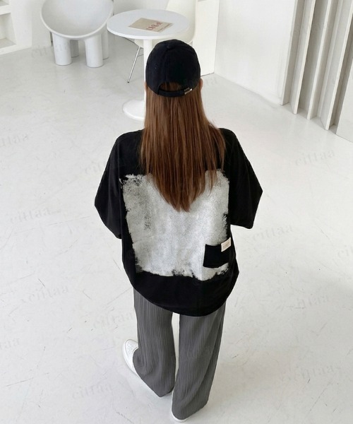 Dalfwin(ダールフィン)の「韓国ファッション ペイントプリントポケットデザイン半袖Tシャツ(Tシャツ/カットソー・レディース・ブラック/ホワイト系その他・FREE)」の18枚目の写真