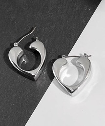 ハートモチーフ フープドロップピアス 高級感
