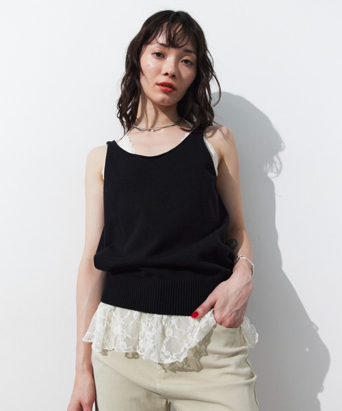 HANNE(アン)の「オープンバックニットタンク(タンクトップ・レディース・グレー/ブラック・FREE)」の10枚目の写真