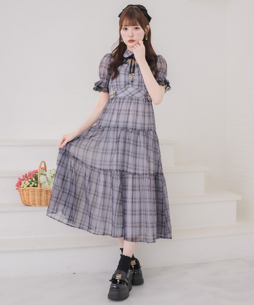 couture BY ROJITA(クチュールバイロジータ)の「ティアードシアーロングワンピース(ワンピース・レディース・ブラック/ホワイト/その他/ピンク系その他・FREE)」の8枚目の写真
