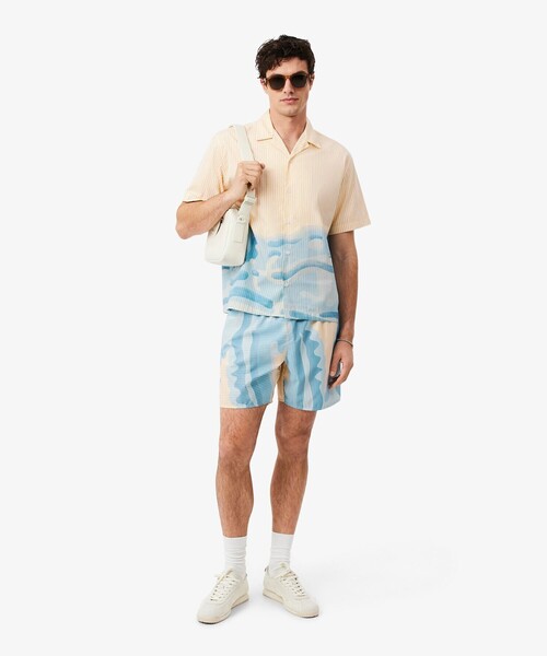 LACOSTE(ラコステ)の「ストライプ&ワニグラフィック オープンカラーシャツ(シャツ/ブラウス・メンズ・ホワイト×ブルー・39/38/41/40)」の7枚目の写真