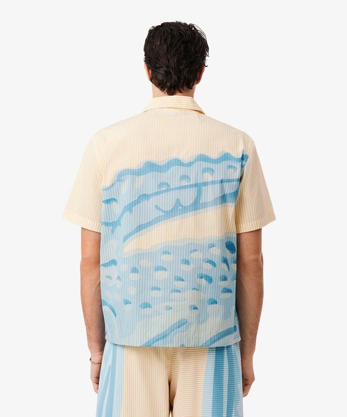 LACOSTE(ラコステ)の「ストライプ&ワニグラフィック オープンカラーシャツ(シャツ/ブラウス・メンズ・ホワイト×ブルー・39/38/41/40)」の5枚目の写真