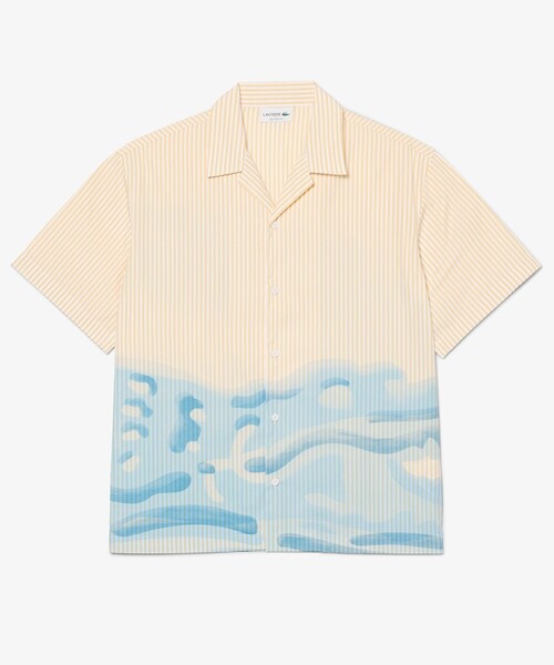 LACOSTE(ラコステ)の「ストライプ&ワニグラフィック オープンカラーシャツ(シャツ/ブラウス・メンズ・ホワイト×ブルー・39/38/41/40)」の4枚目の写真