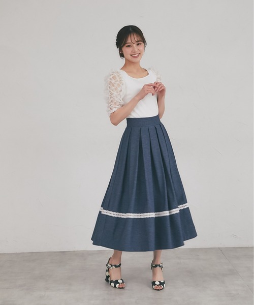 tocco closet(トッコ クローゼット)の「シアードットフリルキルティングパワショルカットソー(Tシャツ/カットソー・レディース・ブラック/オフホワイト・M)」の3枚目の写真