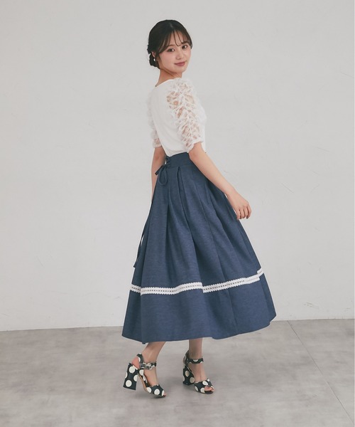 tocco closet(トッコ クローゼット)の「シアードットフリルキルティングパワショルカットソー(Tシャツ/カットソー・レディース・ブラック/オフホワイト・M)」の4枚目の写真