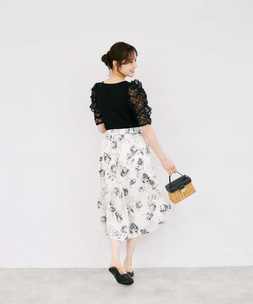 tocco closet(トッコ クローゼット)の「シアードットフリルキルティングパワショルカットソー(Tシャツ/カットソー・レディース・ブラック/オフホワイト・M)」の14枚目の写真