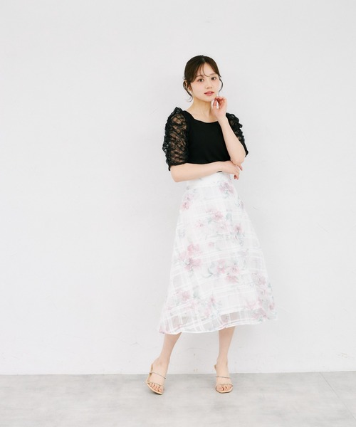 tocco closet(トッコ クローゼット)の「シアードットフリルキルティングパワショルカットソー(Tシャツ/カットソー・レディース・ブラック/オフホワイト・M)」の13枚目の写真