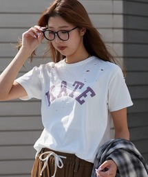 ACASAM（アカサム）の「ACASAM/アカサム "KATE" DAMAGE CREW NECK TEE 短丈 ダメージTシャツ レディース 秋 秋服 2026年秋冬（Tシャツ/カットソー）」
