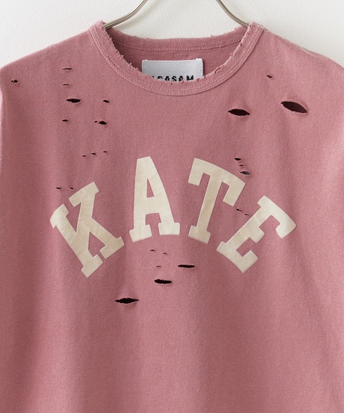 ACASAM（アカサム）の「ACASAM/アカサム "KATE" DAMAGE CREW NECK TEE 短丈 ダメージTシャツ レディース 秋 秋服 2026年秋冬（Tシャツ/カットソー・レディース・ホワイト/ブラック/バーガンディー・L）」の7枚目の写真