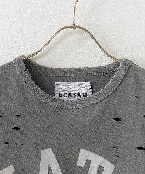 ACASAM（アカサム）の「ACASAM/アカサム "KATE" DAMAGE CREW NECK TEE 短丈 ダメージTシャツ レディース 秋 秋服 2026年秋冬（Tシャツ/カットソー・レディース・ホワイト/ブラック/バーガンディー・L）」の4枚目の写真