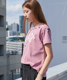 ACASAM（アカサム）の「ACASAM/アカサム "KATE" DAMAGE CREW NECK TEE 短丈 ダメージTシャツ レディース 2026年 夏 夏服（Tシャツ/カットソー）」
