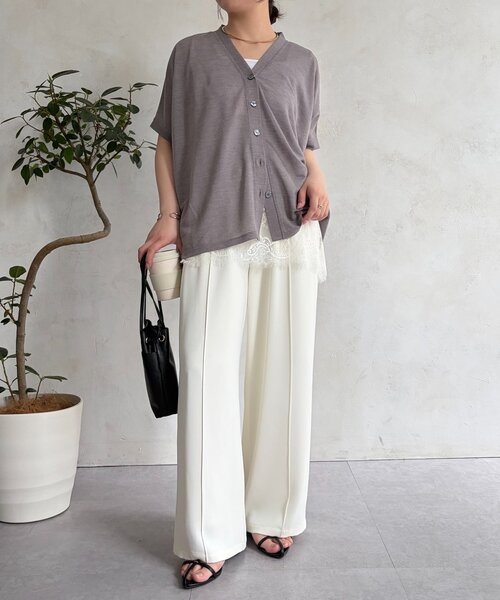 Jena espace merveilleux(ジェナ エスパスメルヴェイユ)の「シアーラメカーディガン(Tシャツ/カットソー・レディース・ネイビー/ベージュ/グレー・FREE)」の8枚目の写真
