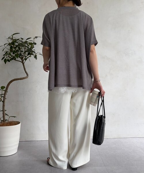Jena espace merveilleux(ジェナ エスパスメルヴェイユ)の「シアーラメカーディガン(Tシャツ/カットソー・レディース・ネイビー/ベージュ/グレー・FREE)」の10枚目の写真
