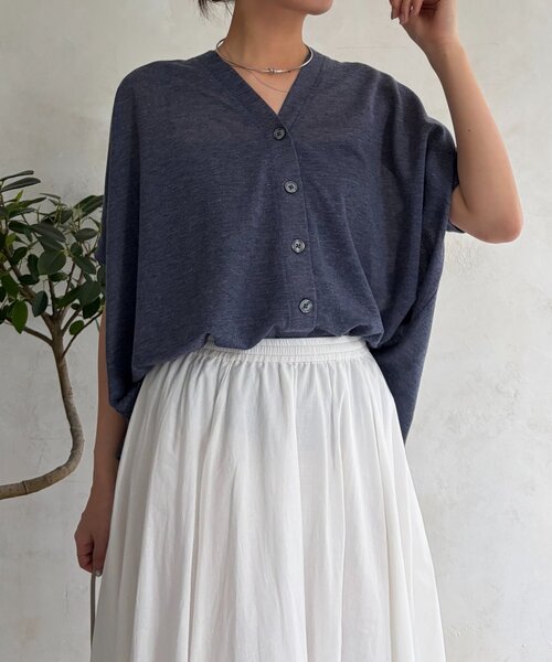 Jena espace merveilleux(ジェナ エスパスメルヴェイユ)の「シアーラメカーディガン(Tシャツ/カットソー・レディース・ネイビー/ベージュ/グレー・FREE)」の5枚目の写真
