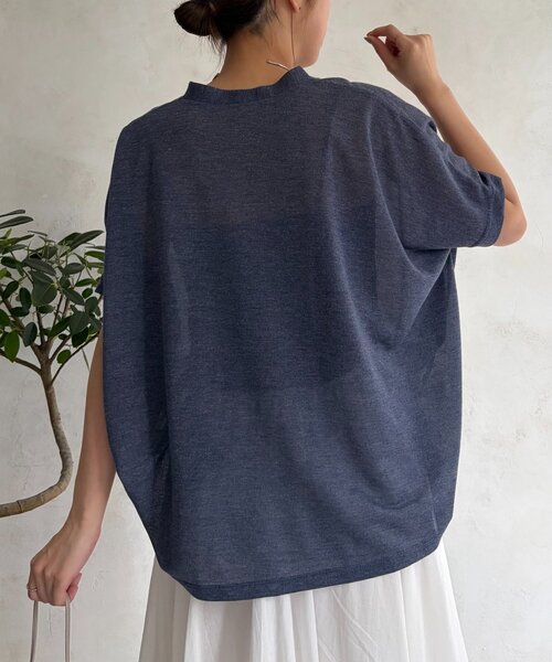 Jena espace merveilleux(ジェナ エスパスメルヴェイユ)の「シアーラメカーディガン(Tシャツ/カットソー・レディース・ネイビー/ベージュ/グレー・FREE)」の6枚目の写真