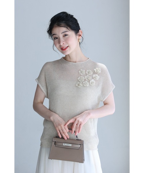 cawaii(カワイイ)の「咲き浮かぶ花の涼しいニットカットソートップス(ニット/セーター・レディース・ベージュ・FREE)」の18枚目の写真