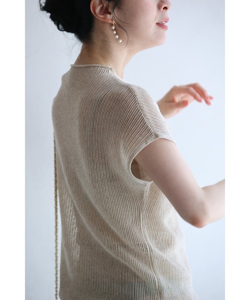 cawaii(カワイイ)の「咲き浮かぶ花の涼しいニットカットソートップス(ニット/セーター・レディース・ベージュ・FREE)」の6枚目の写真