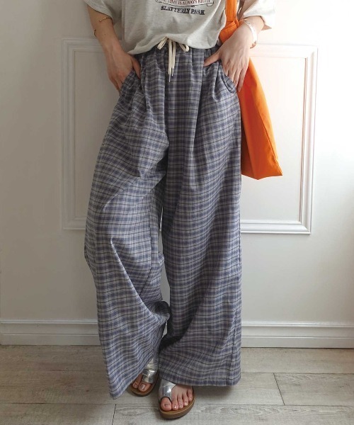 CORNERS(コーナーズ)の「チェックラフパンツ(その他パンツ・レディース・ブルー/ブラック/オリーブ・M)」の1枚目の写真