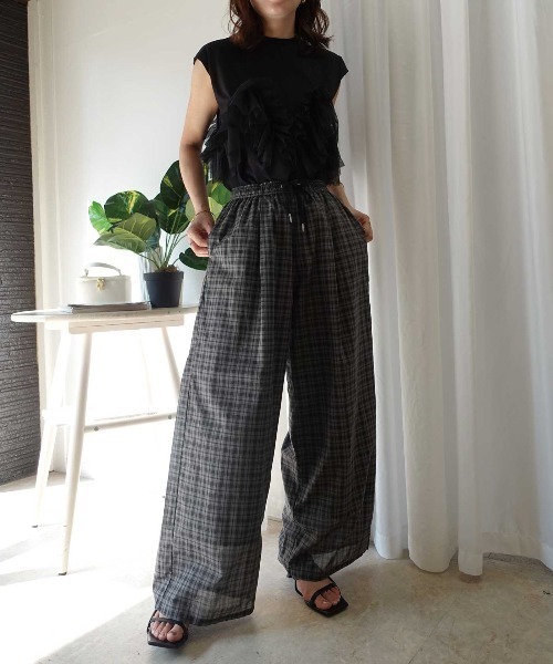 CORNERS(コーナーズ)の「チェックラフパンツ(その他パンツ・レディース・ブルー/ブラック/オリーブ・M)」の14枚目の写真