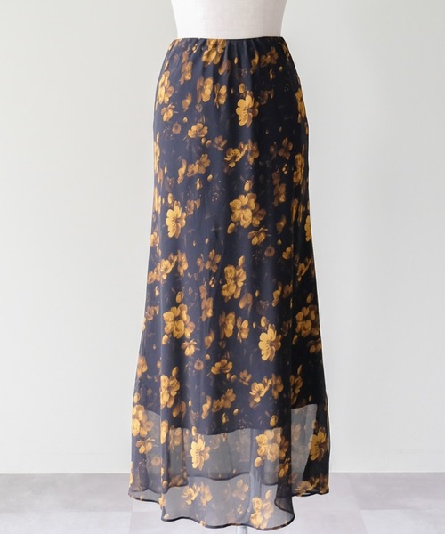 DOLLUPOOPS(ドールアップウップス)の「Flower Sheer Long Skirt(フラワーシアーロングスカート)(スカート・レディース・カーキ/ブラック・FREE/LARGE/MEDIUM)」の1枚目の写真