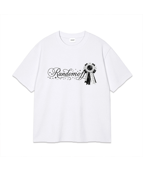 RANDOMOFF(ランダムオフ)の「BLACK ROSETTE T-SHIRT (2color)(Tシャツ/カットソー・レディース・ブラック/ホワイト・SMALL/MEDIUM/LARGE/X-LARGE)」の2枚目の写真