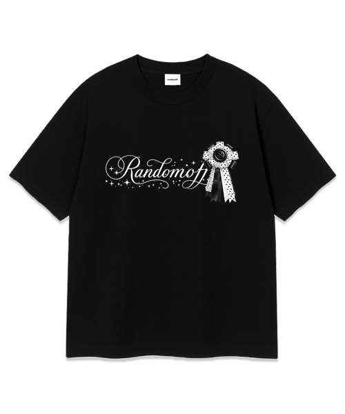 RANDOMOFF(ランダムオフ)の「BLACK ROSETTE T-SHIRT (2color)(Tシャツ/カットソー・レディース・ブラック/ホワイト・SMALL/MEDIUM/LARGE/X-LARGE)」の3枚目の写真