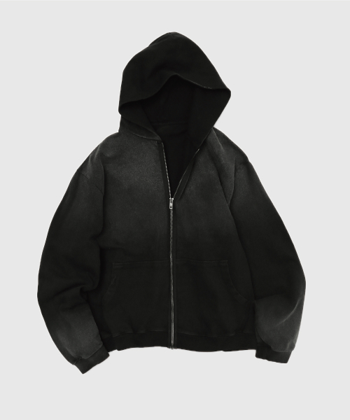 Thin Zip-up Hoodie Faded Black [Timelesssportswear x SLICK AND