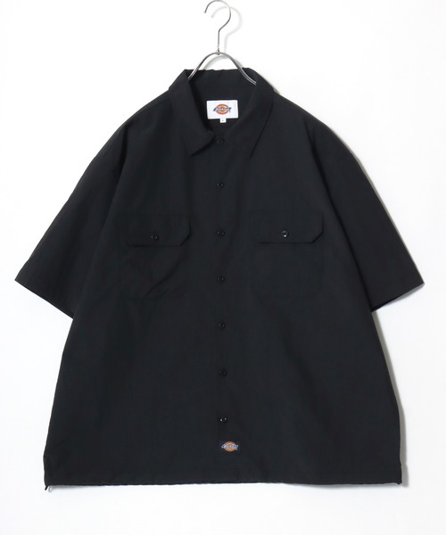 Dickies（ディッキーズ）の「2026SS Dickies/ディッキーズ オーバーサイズ ナイロンワッシャー ワンポイントロゴ 裾ドローコード 半袖 ワークシャツ（シャツ/ブラウス・メンズ・ブラック/カーキ・XL/M/L）」の5枚目の写真
