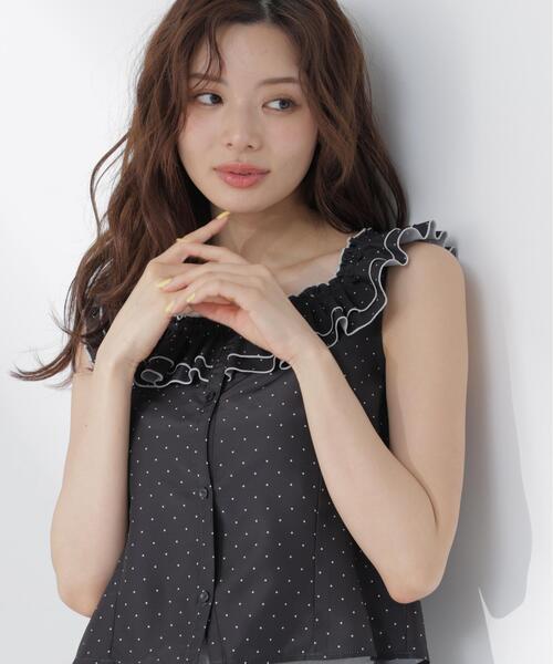 PROPORTION BODY DRESSING(プロポーションボディドレッシング)の「ラッフルカラーブラウス(シャツ/ブラウス・レディース・ブラック系その他/ホワイト系その他・FREE)」の3枚目の写真