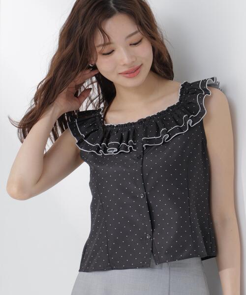 PROPORTION BODY DRESSING(プロポーションボディドレッシング)の「ラッフルカラーブラウス(シャツ/ブラウス・レディース・ブラック系その他/ホワイト系その他・FREE)」の4枚目の写真