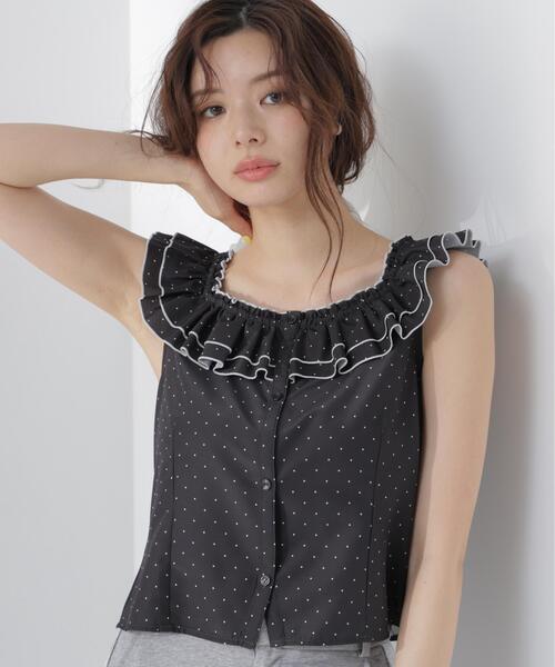 PROPORTION BODY DRESSING(プロポーションボディドレッシング)の「ラッフルカラーブラウス(シャツ/ブラウス・レディース・ブラック系その他/ホワイト系その他・FREE)」の6枚目の写真