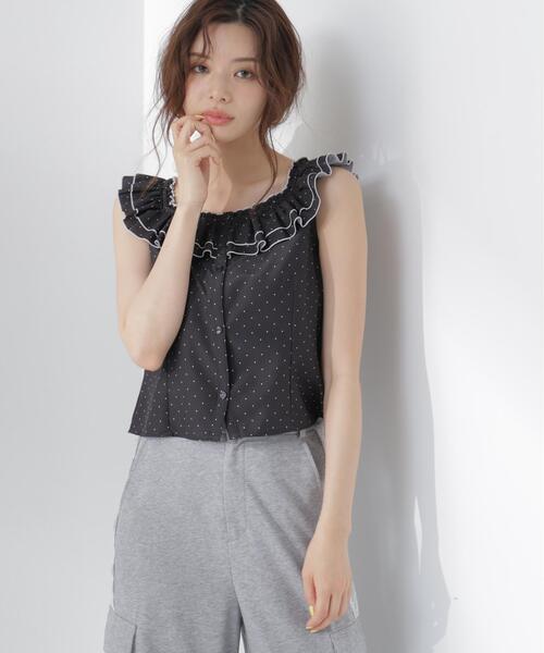 PROPORTION BODY DRESSING(プロポーションボディドレッシング)の「ラッフルカラーブラウス(シャツ/ブラウス・レディース・ブラック系その他/ホワイト系その他・FREE)」の7枚目の写真