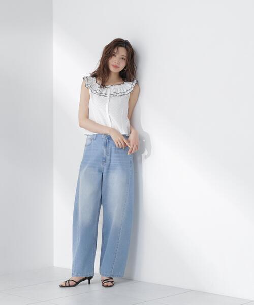 PROPORTION BODY DRESSING(プロポーションボディドレッシング)の「ラッフルカラーブラウス(シャツ/ブラウス・レディース・ブラック系その他/ホワイト系その他・FREE)」の19枚目の写真