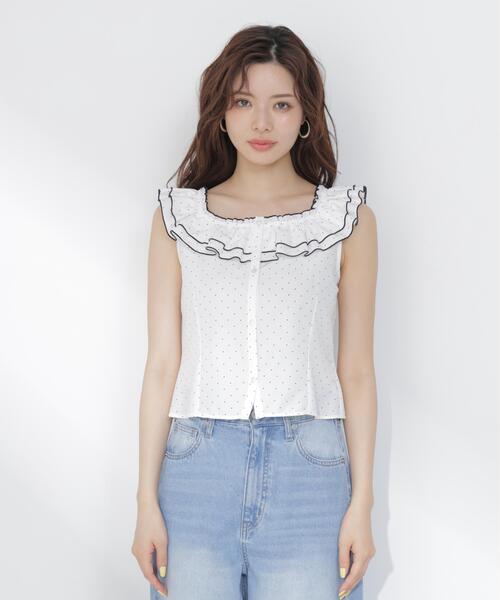 PROPORTION BODY DRESSING(プロポーションボディドレッシング)の「ラッフルカラーブラウス(シャツ/ブラウス・レディース・ブラック系その他/ホワイト系その他・FREE)」の22枚目の写真