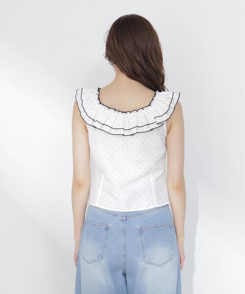 PROPORTION BODY DRESSING(プロポーションボディドレッシング)の「ラッフルカラーブラウス(シャツ/ブラウス・レディース・ブラック系その他/ホワイト系その他・FREE)」の6枚目の写真