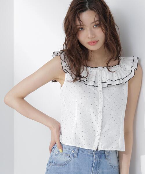 PROPORTION BODY DRESSING(プロポーションボディドレッシング)の「ラッフルカラーブラウス(シャツ/ブラウス・レディース・ブラック系その他/ホワイト系その他・FREE)」の10枚目の写真