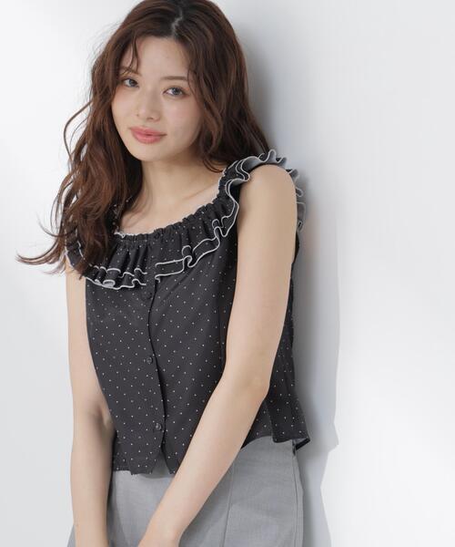 PROPORTION BODY DRESSING(プロポーションボディドレッシング)の「ラッフルカラーブラウス(シャツ/ブラウス・レディース・ブラック系その他/ホワイト系その他・FREE)」の2枚目の写真
