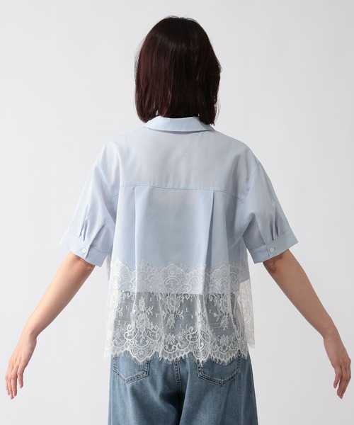 GLOBAL WORK(グローバルワーク)の「裾レースシャツ半袖無地/805193(シャツ/ブラウス・レディース・ホワイト/ライトブルー・REGULAR/SHORT)」の12枚目の写真