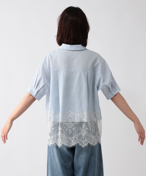 GLOBAL WORK(グローバルワーク)の「裾レースシャツ半袖無地/805193(シャツ/ブラウス・レディース・ホワイト/ライトブルー・REGULAR/SHORT)」の14枚目の写真