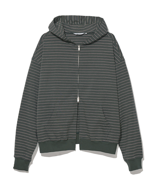 PARTIMENTO(パルティメント)の「マルチストライプフードジップアップカーキグリーン(パーカー・メンズ・その他・MEDIUM/LARGE)」の1枚目の写真