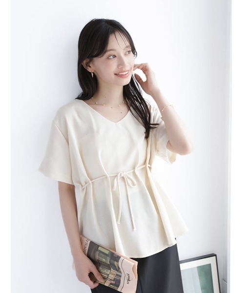 fifth（フィフス）の「【SETUP対応】ウエストマークVネックプルオーバー（シャツ/ブラウス・レディース・ブラック/ベージュ・M）」の3枚目の写真