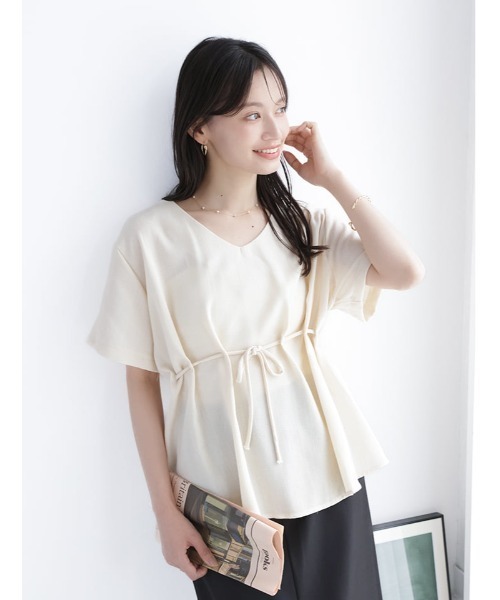fifth（フィフス）の「【SETUP対応】ウエストマークVネックプルオーバー（シャツ/ブラウス・レディース・ブラック/ベージュ・M）」の4枚目の写真