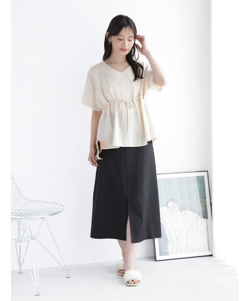 fifth（フィフス）の「【SETUP対応】ウエストマークVネックプルオーバー（シャツ/ブラウス・レディース・ブラック/ベージュ・M）」の6枚目の写真
