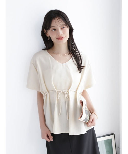 fifth（フィフス）の「【SETUP対応】ウエストマークVネックプルオーバー（シャツ/ブラウス・レディース・ブラック/ベージュ・M）」の7枚目の写真