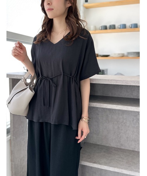 fifth（フィフス）の「【SETUP対応】ウエストマークVネックプルオーバー（シャツ/ブラウス・レディース・ブラック/ベージュ・M）」の9枚目の写真
